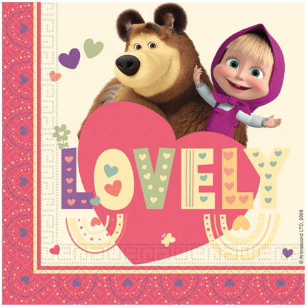 Masha En De Beer Servetten Gekleurd 33cm 20st van Procos koop je bij Partywinkel