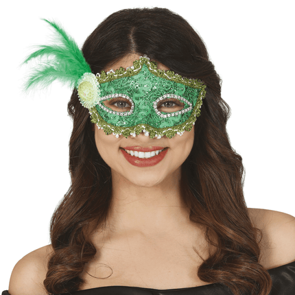 Masker Veren Groen van Fiestas Guirca koop je bij Partywinkel