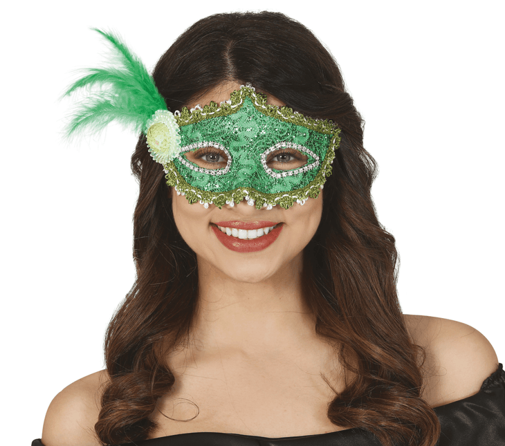 Masker Veren Groen van Fiestas Guirca koop je bij Partywinkel