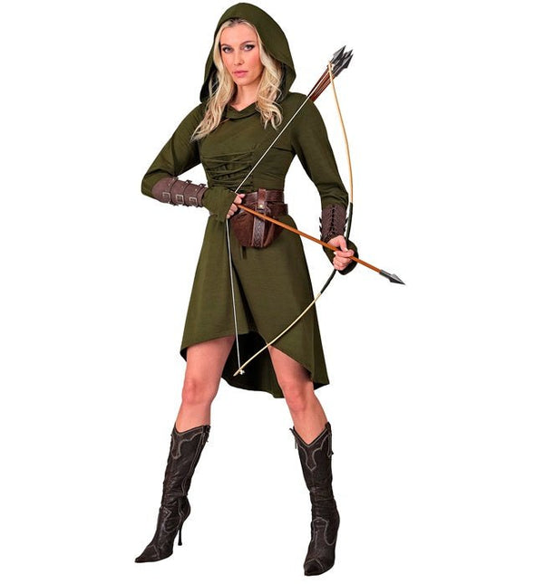 Middeleeuwse Gotische Jurk Dames met kap Groen van Widmann koop je bij Partywinkel