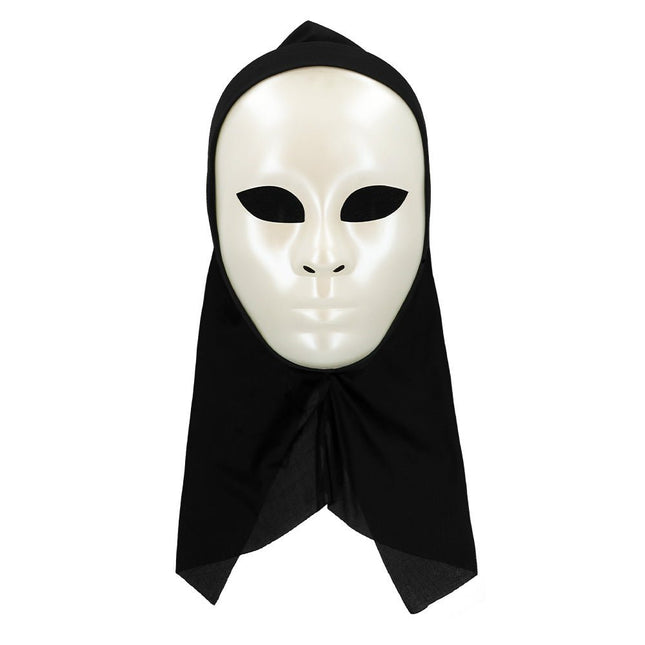 Mime Masker Wit Met Kap van Boland koop je bij Partywinkel