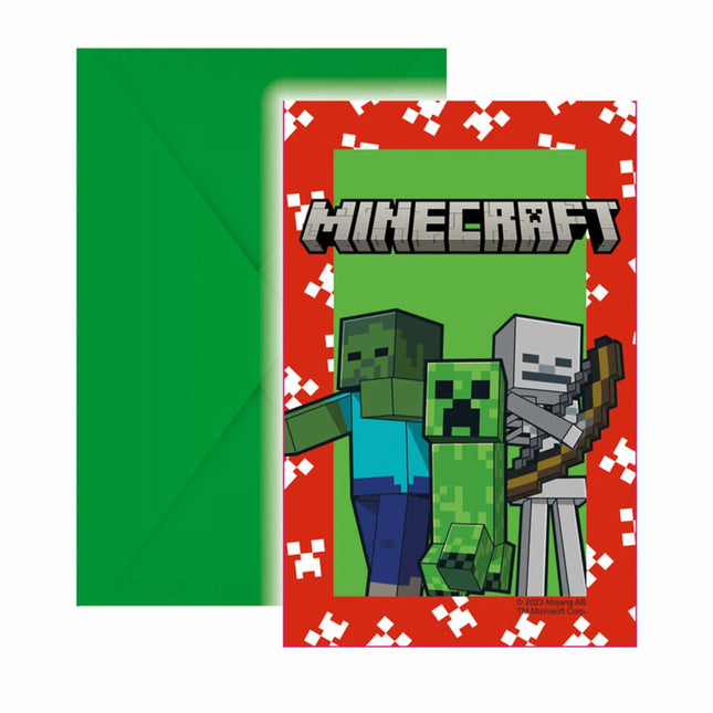 Minecraft Uitnodigingen 6st van Procos koop je bij Partywinkel