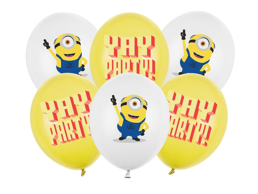 Minions Ballonnen Latex Geel Wit 30cm 6st van Partydeco koop je bij Partywinkel
