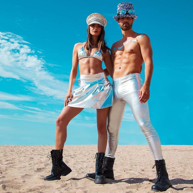 Minirokje Metallic Zilver M - L van Boland koop je bij Partywinkel