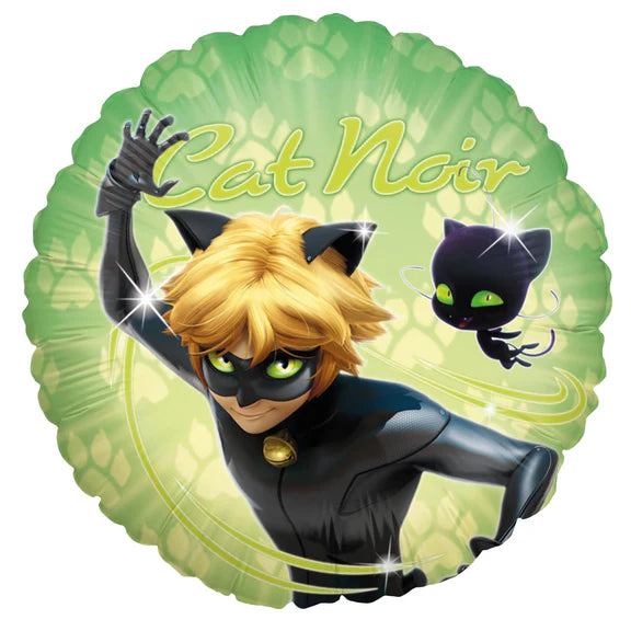 Miraculous-heliumilmapallo Cat Noir, tyhjä, 45 cm