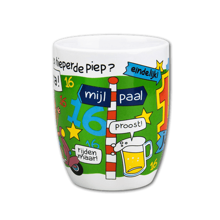 Mok 16 Jaar 12cm van Paper Dreams koop je bij Partywinkel