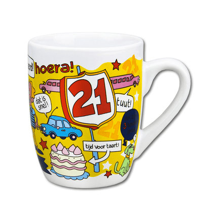 Mok 21 Jaar 12cm van Paper Dreams koop je bij Partywinkel