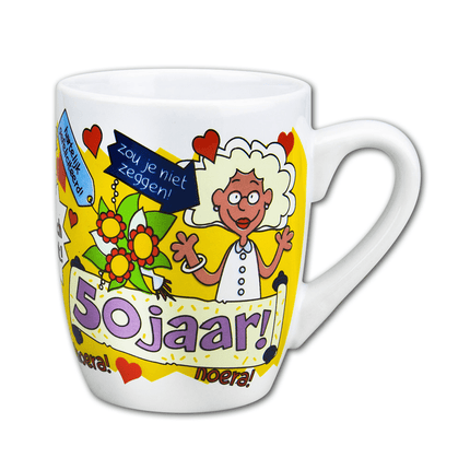 Mok 50 Jaar Vrouw 12cm van Paper Dreams koop je bij Partywinkel