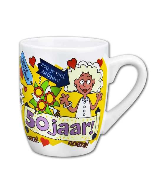 Mok 50 Jaar Vrouw 12cm van Paper Dreams koop je bij Partywinkel