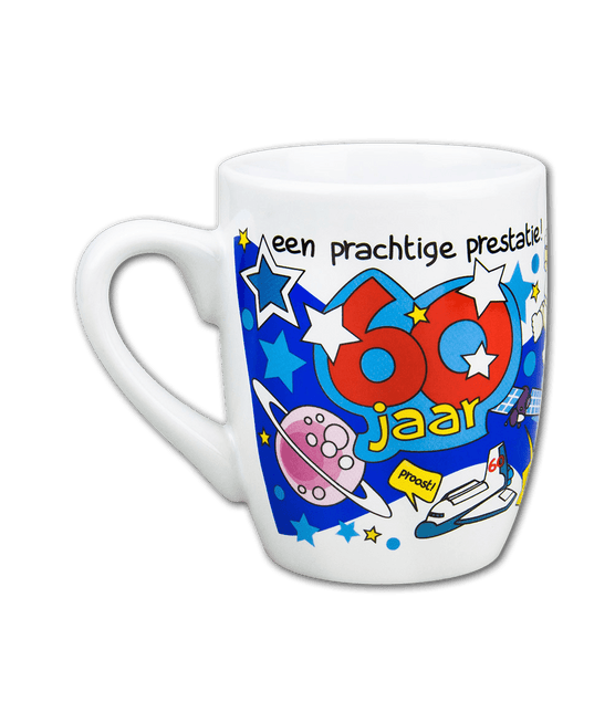 Mok 60 Jaar 12cm van Paper Dreams koop je bij Partywinkel