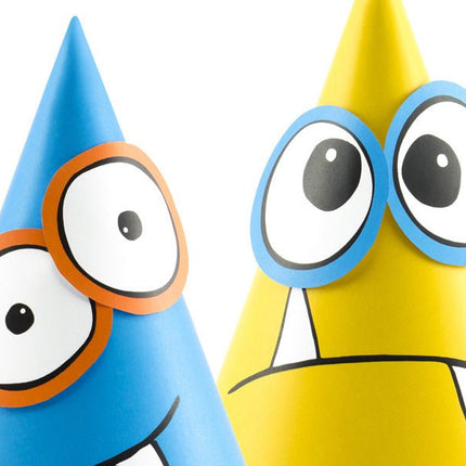 Monster Feesthoedjes 16cm 6st van Partydeco koop je bij Partywinkel