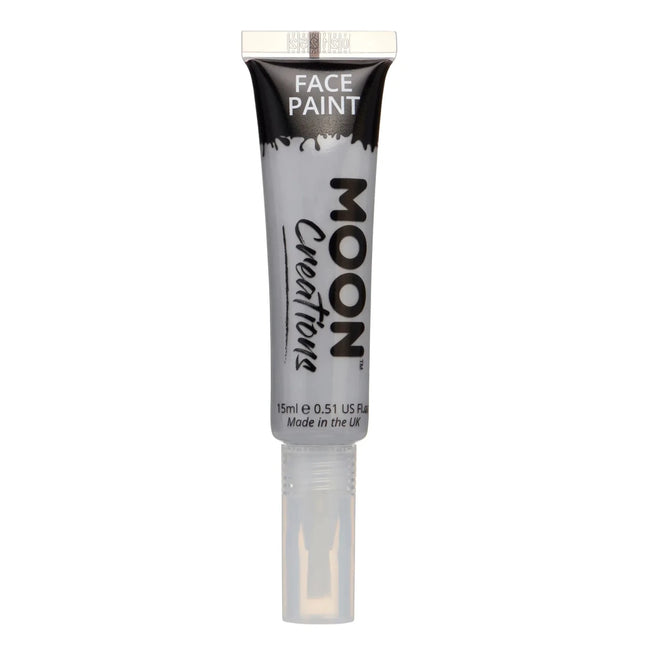 Moon Creations Face Paint with Brush Applicator Grey 15ml van Moon Creations koop je bij Partywinkel