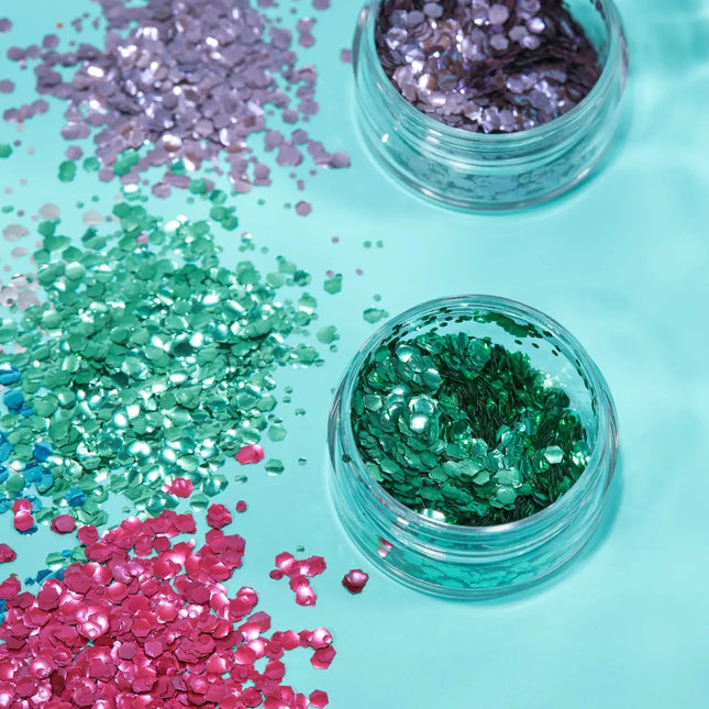 Moon Glitter Bio Chunky Glitter Green 3g van Moon Creations koop je bij Partywinkel