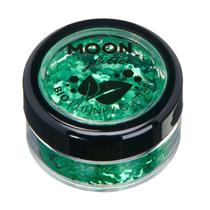 Moon Glitter Bio Chunky Glitter Green 3g van Moon Creations koop je bij Partywinkel