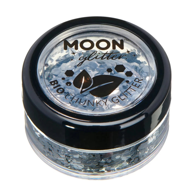 Moon Glitter Bio Chunky Glitter Silver 3g van Moon Creations koop je bij Partywinkel