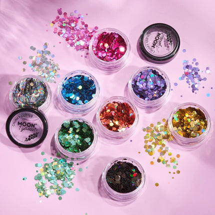 Moon Glitter Holographic Chunky Glitter Blue 3g van Moon Creations koop je bij Partywinkel