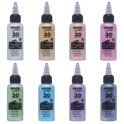 Moon Glitter Holographic Glitter Fabric Paint Silver 30ml van Moon Creations koop je bij Partywinkel
