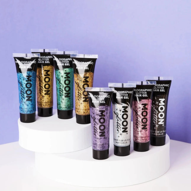 Moon Glitter Holographic Glitter Hair Gel Black 20ml van Moon Creations koop je bij Partywinkel