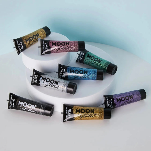 Moon Glitter Holographic Glitter Hair Gel Rose Gold 20ml van Moon Creations koop je bij Partywinkel