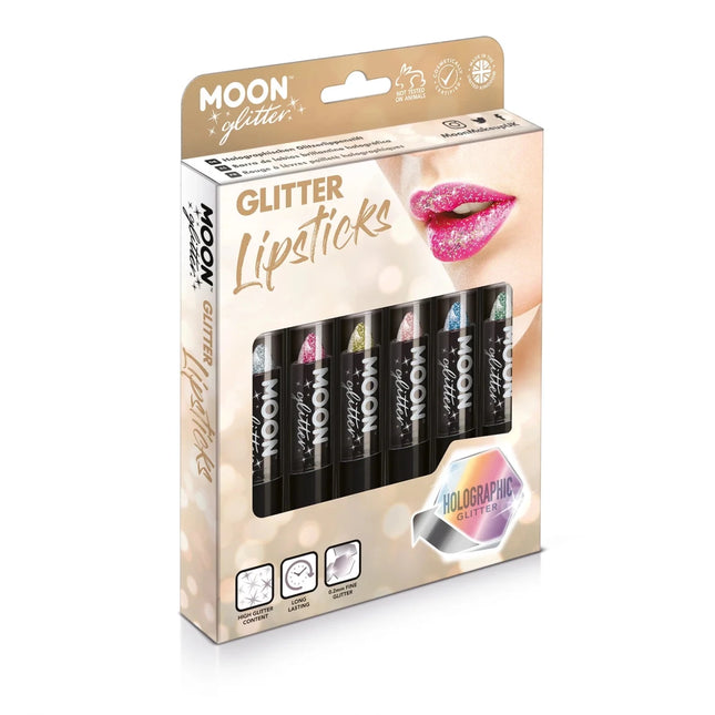 Moon Glitter Holographic Glitter Lipstick Blue 4.2g van Moon Creations koop je bij Partywinkel