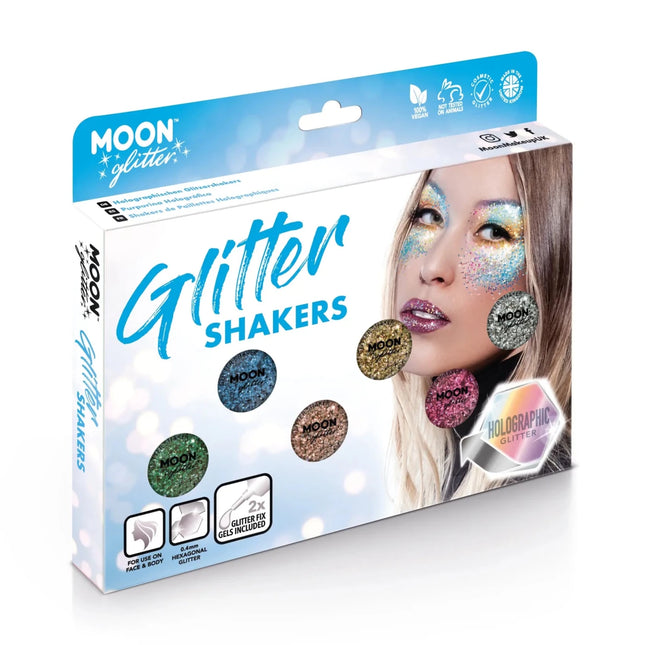 Moon Glitter Holographic Glitter Shakers Black 5g van Moon Creations koop je bij Partywinkel