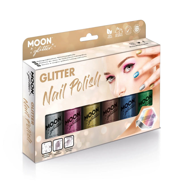 Moon Glitter Holographic Nail Polish Blue 14ml van Moon Creations koop je bij Partywinkel