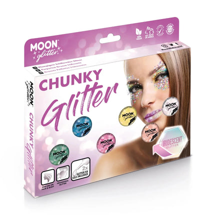 Moon Glitter Iridescent Chunky Glitter Blue 3g van Moon Creations koop je bij Partywinkel
