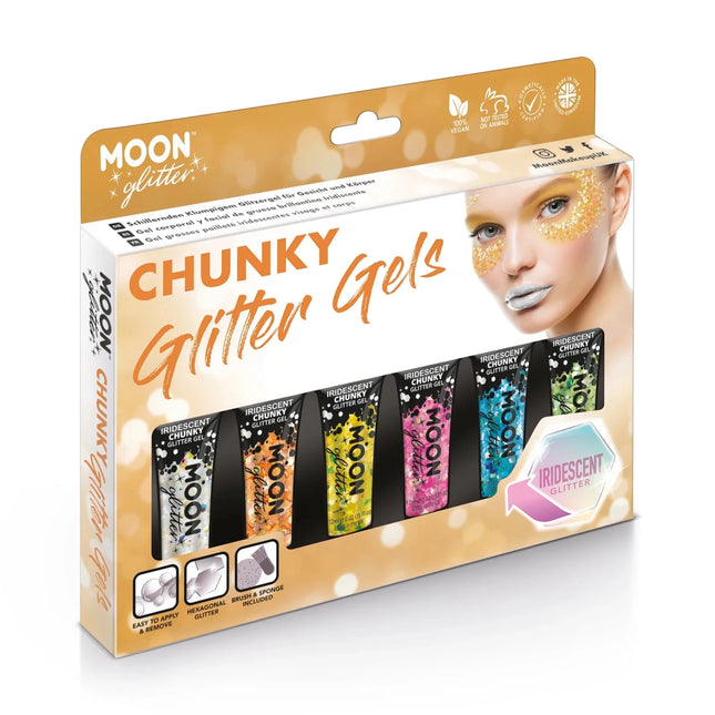 Moon Glitter Iridescent Chunky Glitter Gel Green 12ml van Moon Creations koop je bij Partywinkel