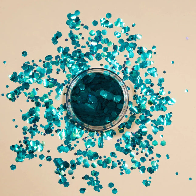 Moon Glitter Iridescent Chunky Glitter Green 3g van Moon Creations koop je bij Partywinkel