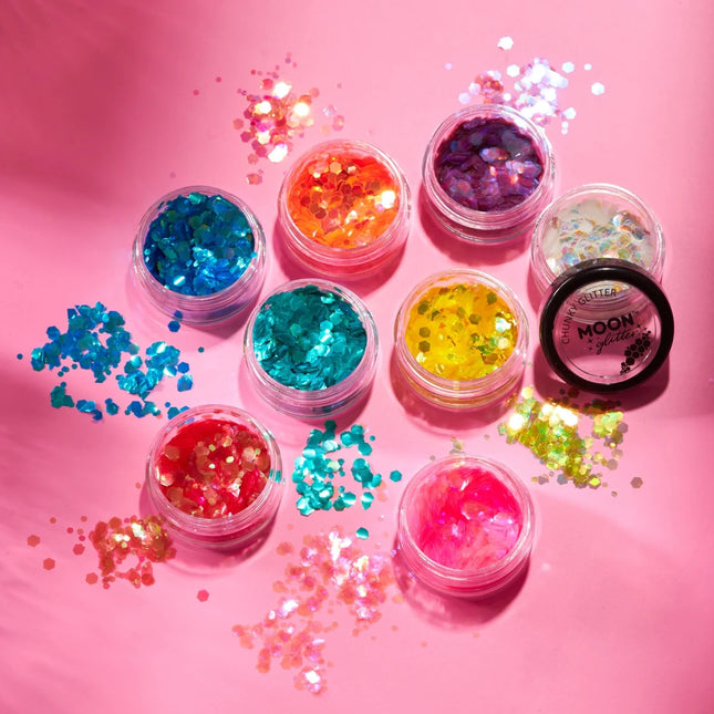 Moon Glitter Iridescent Chunky Glitter Purple 3g van Moon Creations koop je bij Partywinkel