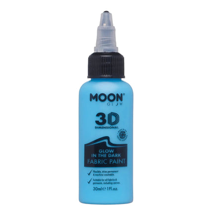 Moon Glow Glow in the Dark Fabric Paint Blue 30ml van Moon Creations koop je bij Partywinkel