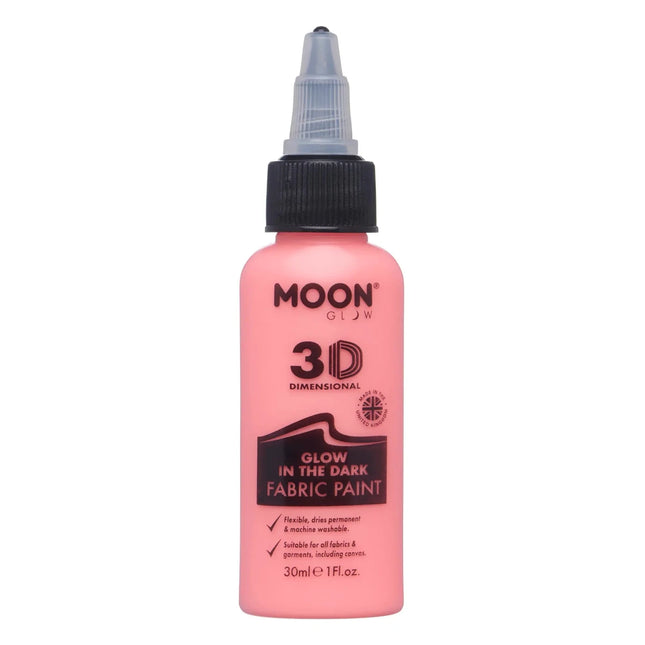 Moon Glow Glow in the Dark Fabric Paint Red 30ml van Moon Creations koop je bij Partywinkel