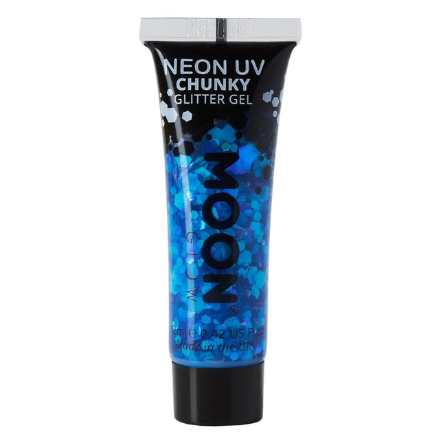 Moon Glow Neon UV Chunky Glitter Gel Blue 12ml van Moon Creations koop je bij Partywinkel