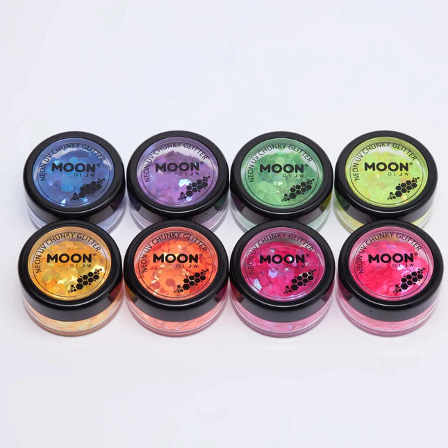 Moon Glow Neon UV Chunky Glitter Hot Pink 3g van Moon Creations koop je bij Partywinkel