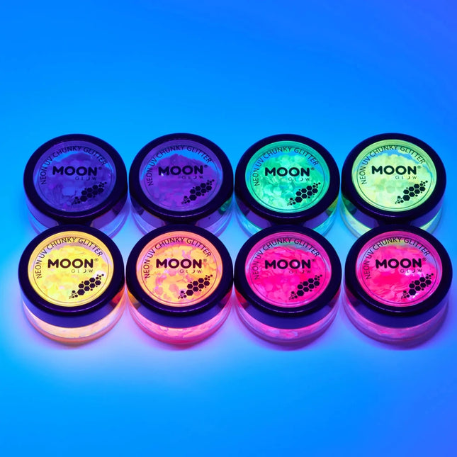 Moon Glow Neon UV Chunky Glitter Purple 3g van Moon Creations koop je bij Partywinkel