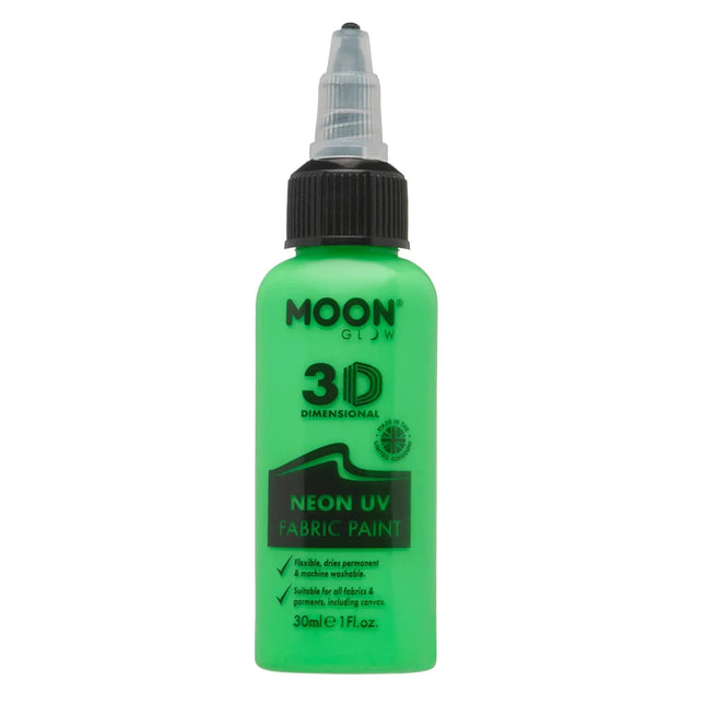 Moon Glow Neon UV Fabric Paint 30ml Intense Green 30ml van Moon Creations koop je bij Partywinkel