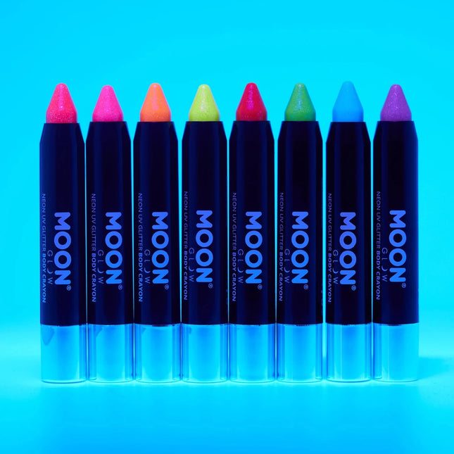 Moon Glow Neon UV Glitter Body Crayons Blue 3.2g van Moon Creations koop je bij Partywinkel