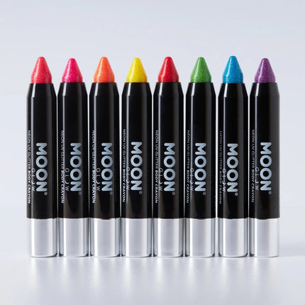 Moon Glow Neon UV Glitter Body Crayons Orange 3.2g van Moon Creations koop je bij Partywinkel