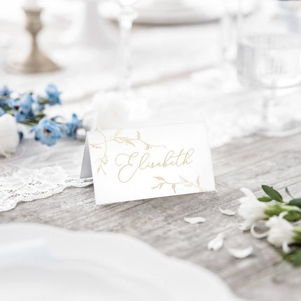 Naamkaartjes Goud Blad 10cm 10st van Partydeco koop je bij Partywinkel