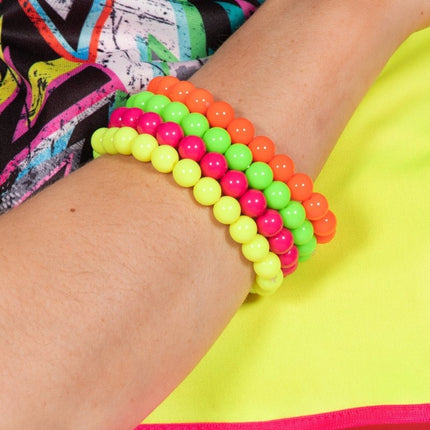 Neon 80S Armband Dames Kralen 4st van Wilbers & Wilbers koop je bij Partywinkel
