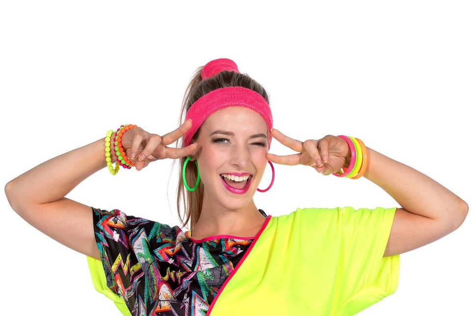 Neon 80S Armband Dames Kralen 4st van Wilbers & Wilbers koop je bij Partywinkel