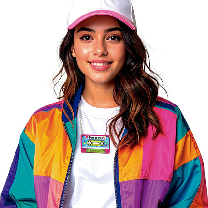 Neon 80S Ketting Cassette van Fiestas Guirca koop je bij Partywinkel