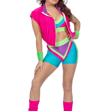 Neon 80S Kostuum Dames Aerobic 4 delig van Wilbers & Wilbers koop je bij Partywinkel