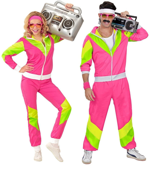 Neon 80S Trainingspak Fout Groen Roze van Widmann koop je bij Partywinkel
