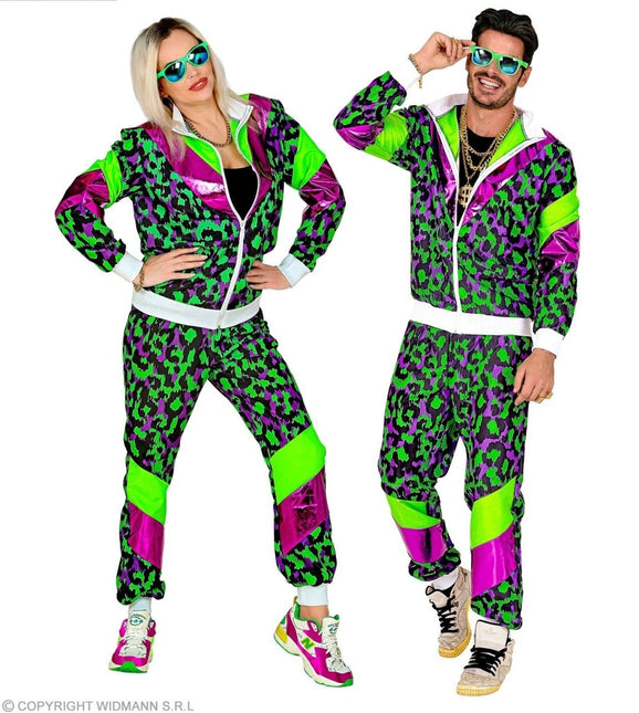 Neon 80S Trainingspak Fout Neon Groen Dierenprint van Widmann koop je bij Partywinkel