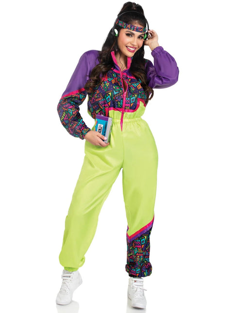 Neon 80S Trainingspak Fout Paars Groen Dames Leg Avenue van Leg Avenue koop je bij Partywinkel