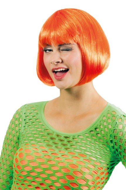 Neon Oranje Pruik Boblijn van Wilbers & Wilbers koop je bij Partywinkel