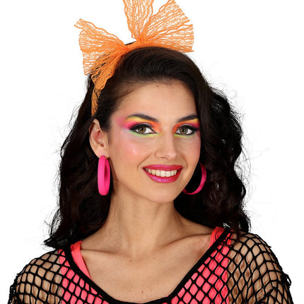 Neon Roze Oorbellen Hoepel van Fiestas Guirca koop je bij Partywinkel