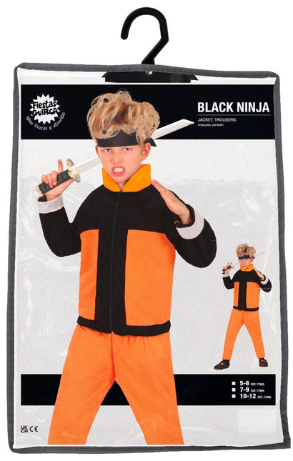 Ninja Kostuum Jongen Oranje Zwart van Fiestas Guirca koop je bij Partywinkel
