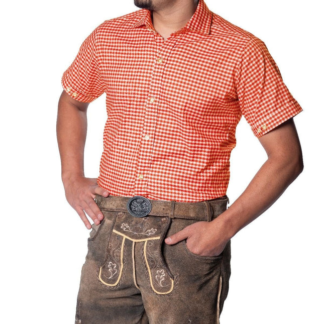 Oktoberfest Blouse Oranje Heren Korte Mouw van Tannhauser koop je bij Partywinkel
